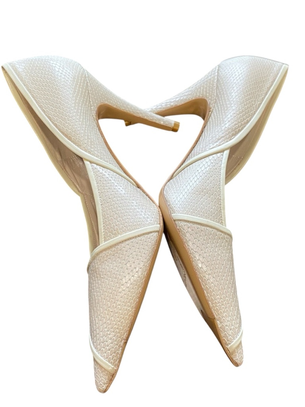 Bruno Magli Python Skin Cream Pointed Toe Pumps - Picture 5 of 10